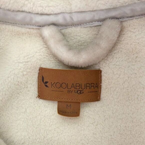 Koolaburra By Ugg Womens M Bathrobe Cozy Plush Ivory Belted Waist Robe Pockets - Picture 3 of 4